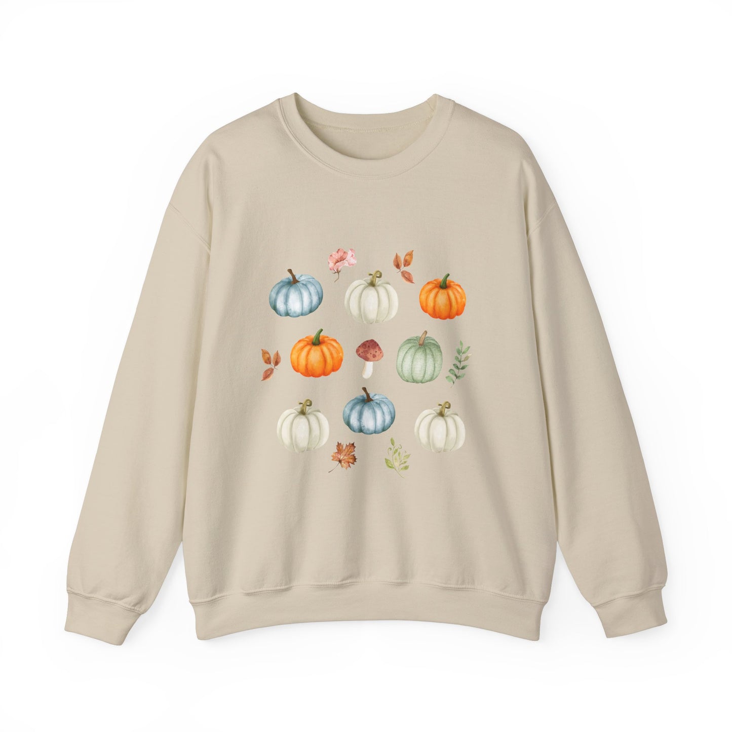 Cozy Pumpkin & Mushroom Crewneck Sweatshirt - Fall Sweater - Rustic Autumn Pullover Unisex Heavy Blend™ Crewneck Sweatshirt