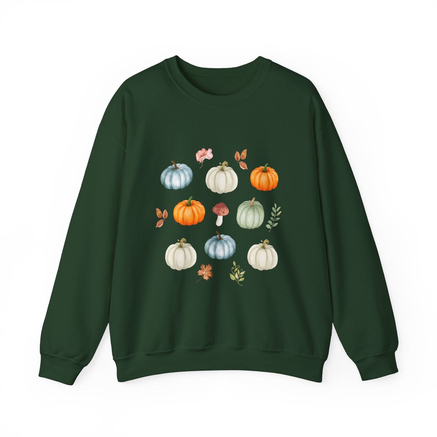 Cozy Pumpkin & Mushroom Crewneck Sweatshirt - Fall Sweater - Rustic Autumn Pullover Unisex Heavy Blend™ Crewneck Sweatshirt