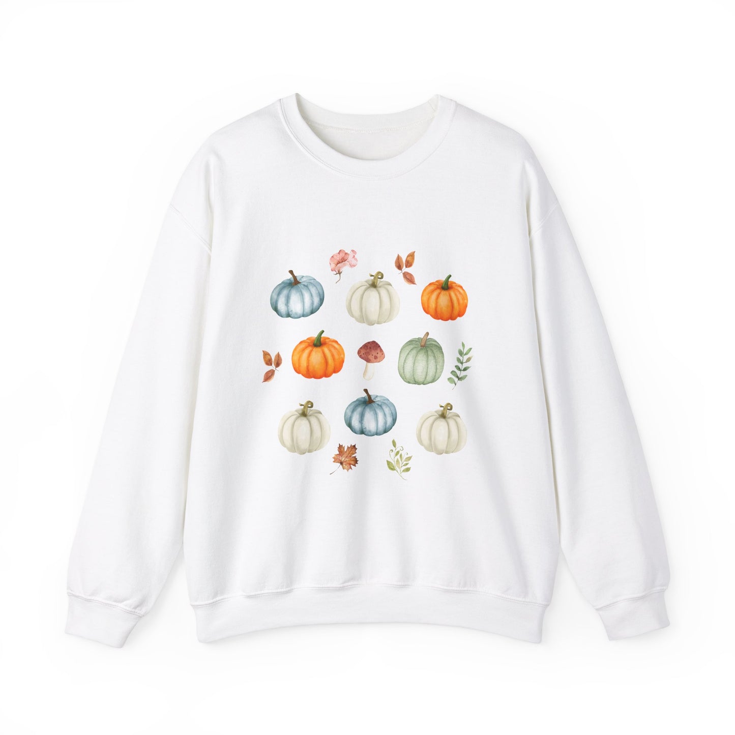 Cozy Pumpkin & Mushroom Crewneck Sweatshirt - Fall Sweater - Rustic Autumn Pullover Unisex Heavy Blend™ Crewneck Sweatshirt