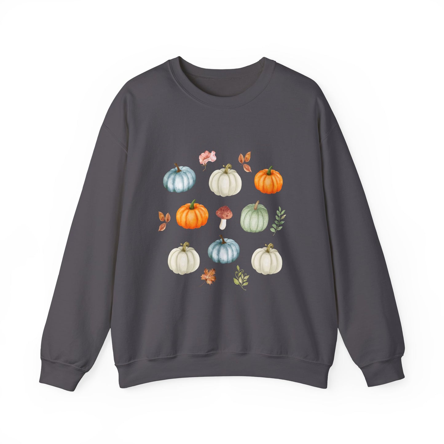 Cozy Pumpkin & Mushroom Crewneck Sweatshirt - Fall Sweater - Rustic Autumn Pullover Unisex Heavy Blend™ Crewneck Sweatshirt